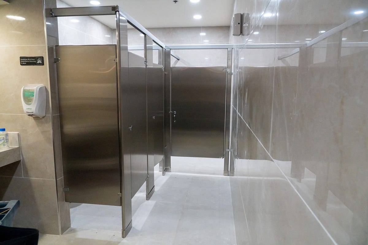 Stainless steel bathroom partitions from Knickerbocker