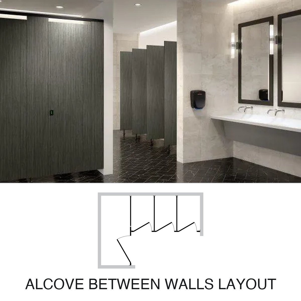 Alcove Between Walls phenolic partition layout