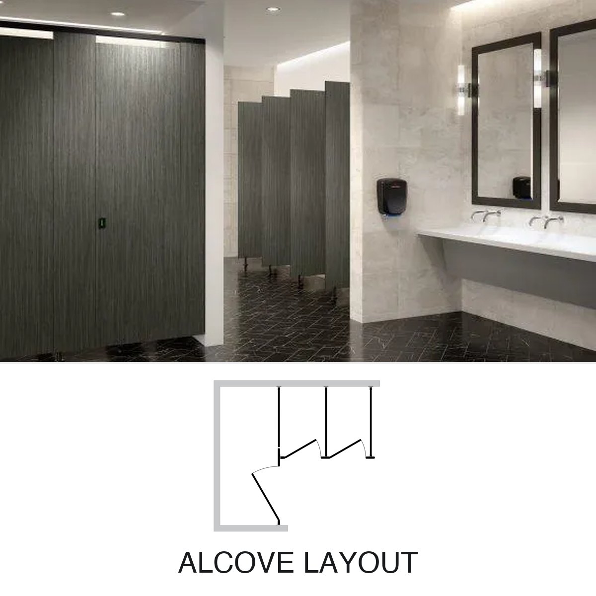 Alcove phenolic partition layout