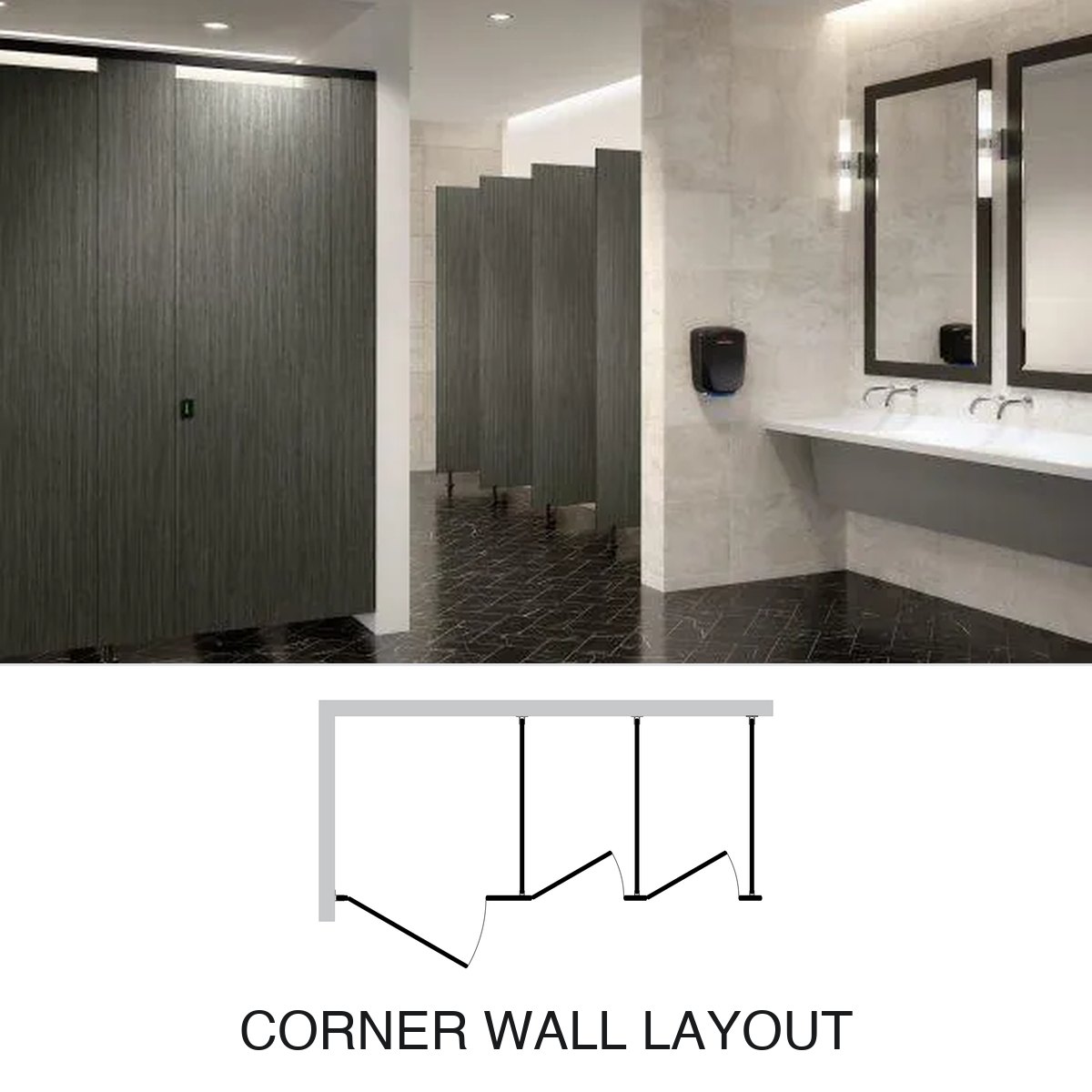 Corner Wall phenolic partition layout