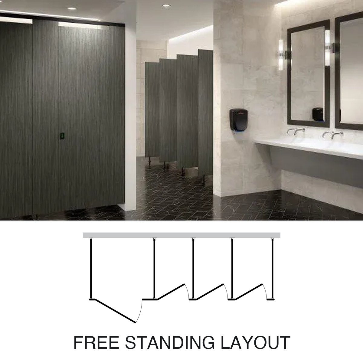 Free Standing phenolic partition layout