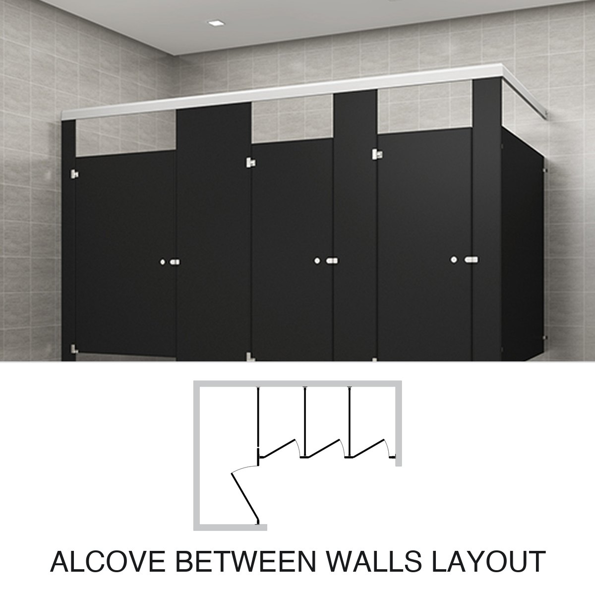 Alcove Between Walls powder coated steel partition layout