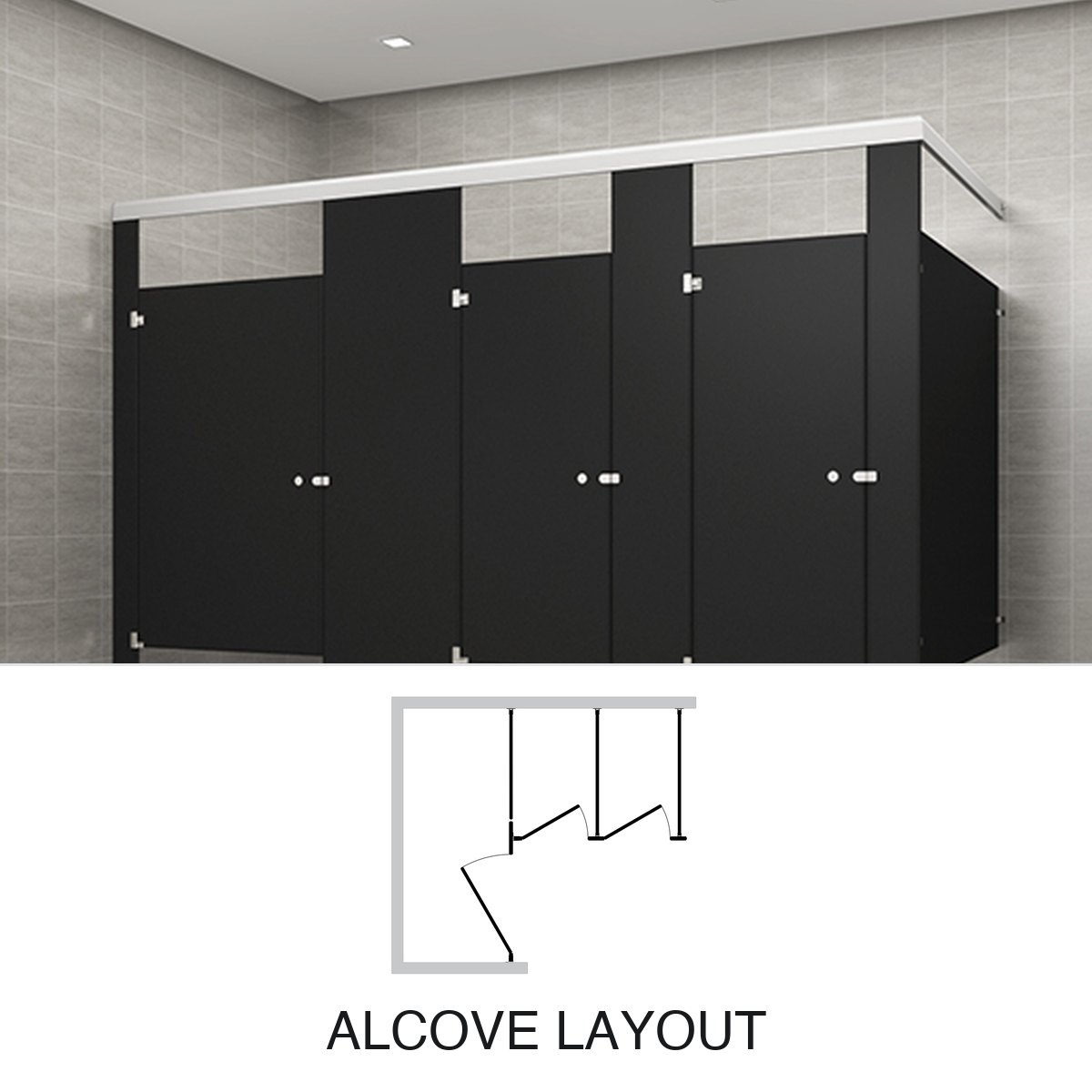 Alcove powder coated steel partition layout