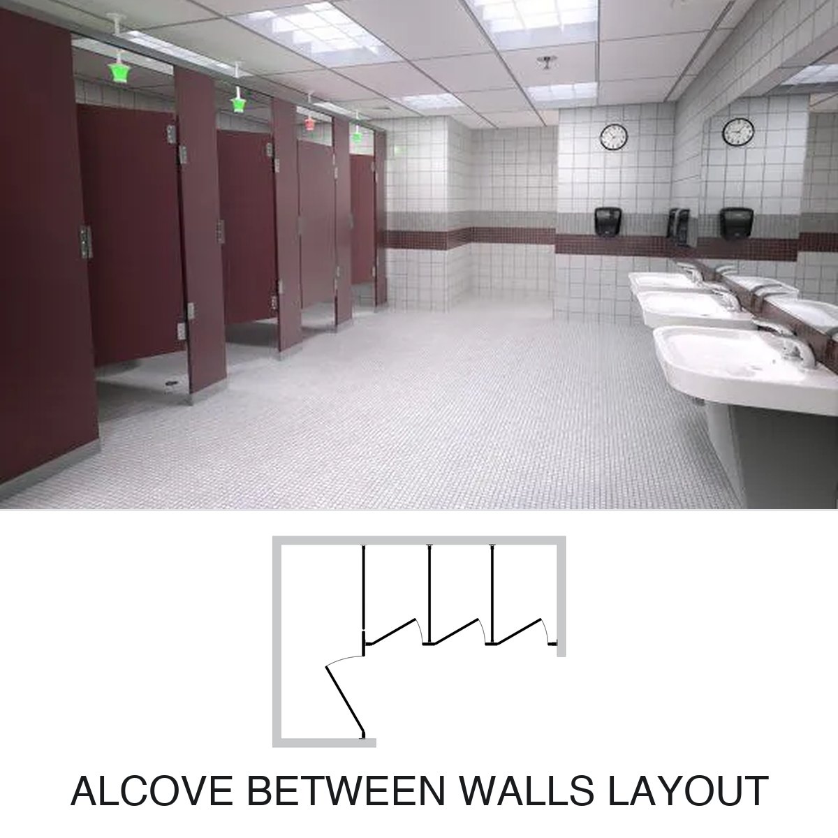 Alcove Between Walls solid plastic (hdpe) partition layout