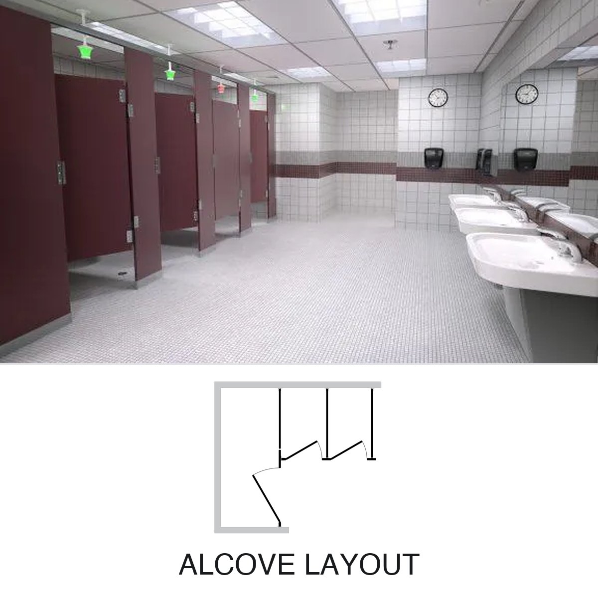 Alcove solid plastic (hdpe) partition layout