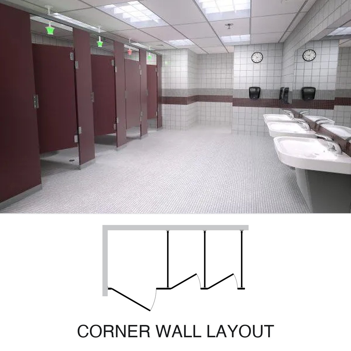 Corner Wall solid plastic (hdpe) partition layout