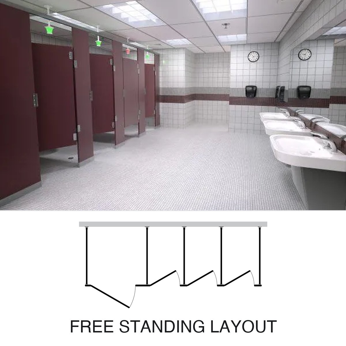 Free Standing solid plastic (hdpe) partition layout