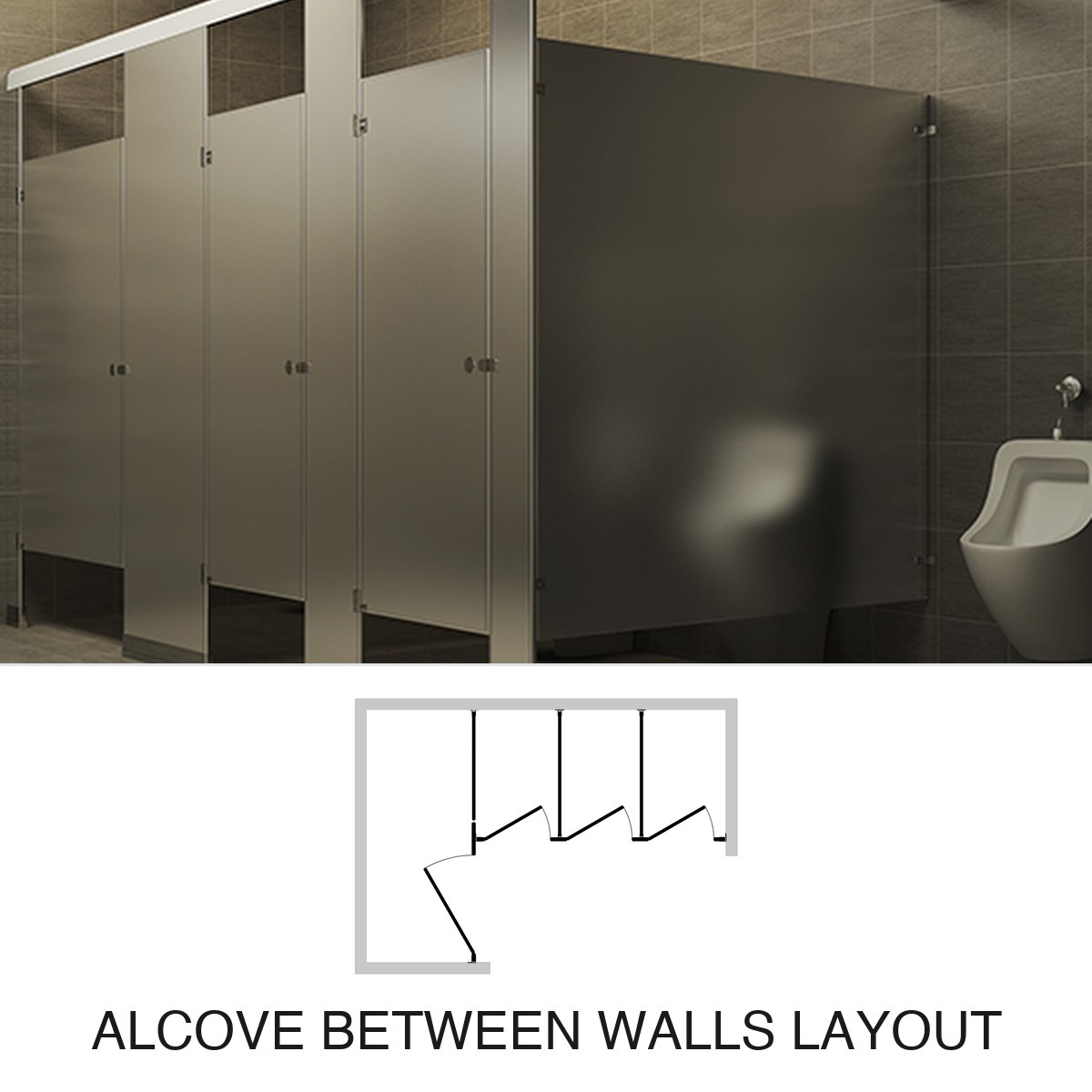 Alcove Between Walls stainless steel partition layout
