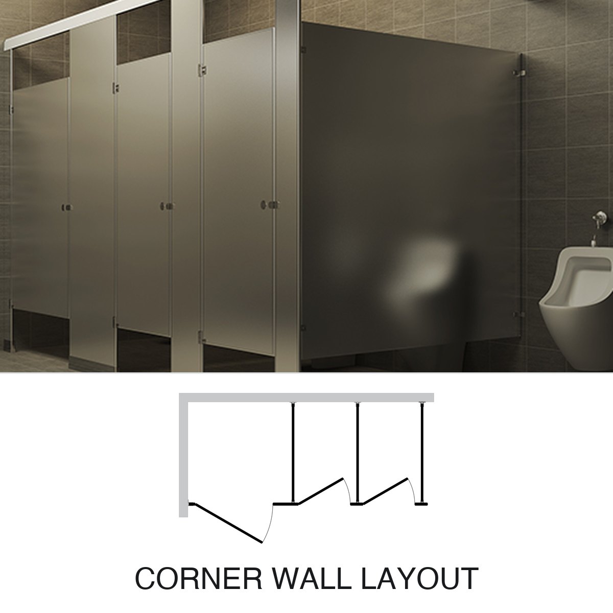 Corner Wall stainless steel partition layout